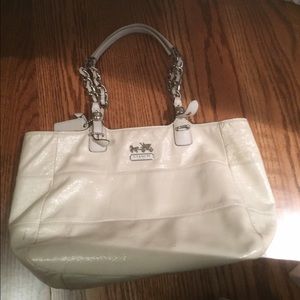 Authentic Coach Off White Metallic Shoulder Bag