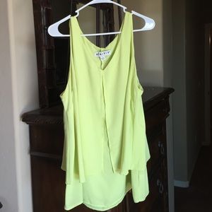 Bright green sheer blouse