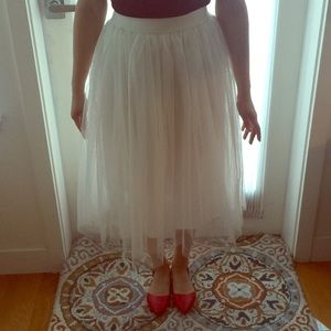 White Midi Tulle Skirt