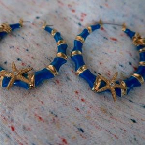 Betsey Johnson Blue Hoop Earrings