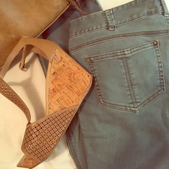 Free People washed teal skinny jean