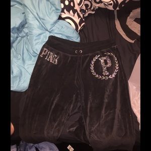 vs pink velvet sweatpants with sparkles💖