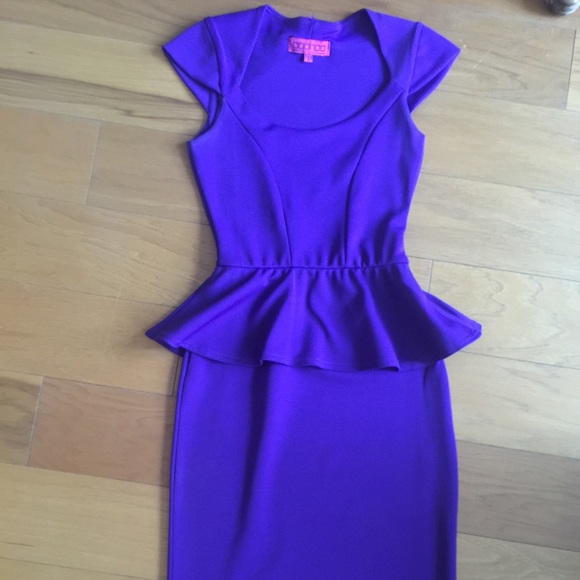 Purple Peplum Midi Dress