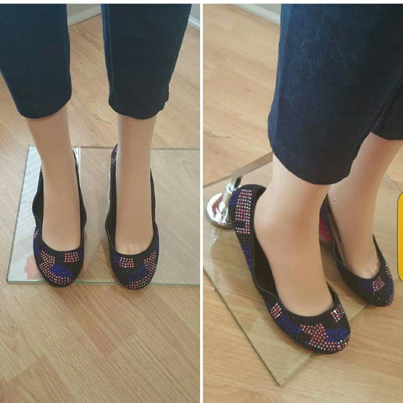 Sequined black flats