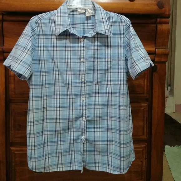 💀Cute Blue & White Checkered Top sz 14/16W - Picture 1 of 2