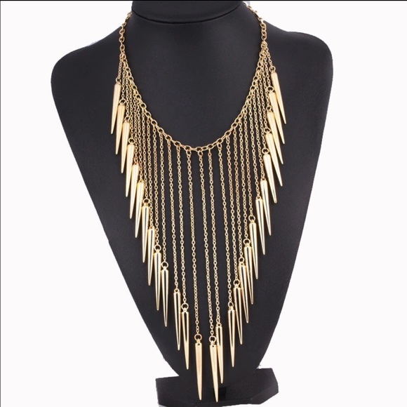 long gold vintage chain choker necklace