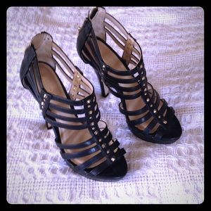 Black heels gold detail