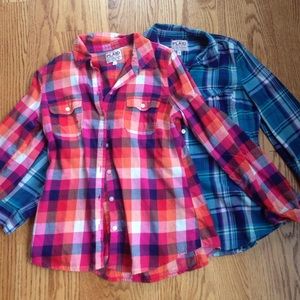 TWO FOR ONE! Pink and Blue Plaid Shirts