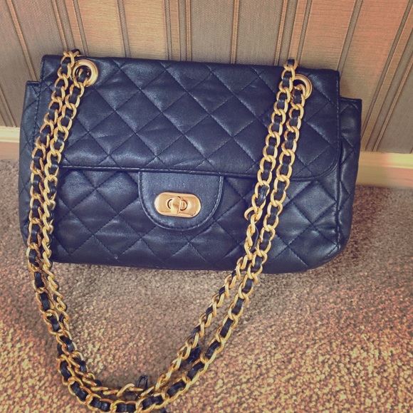 Black and gold handbag