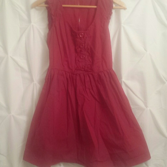 Red Ruffled Poplin Dress