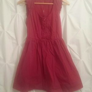 Red Ruffled Poplin Dress