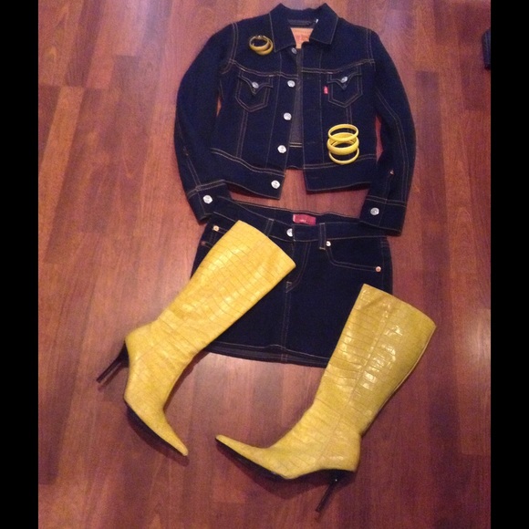 yellow snake print boots