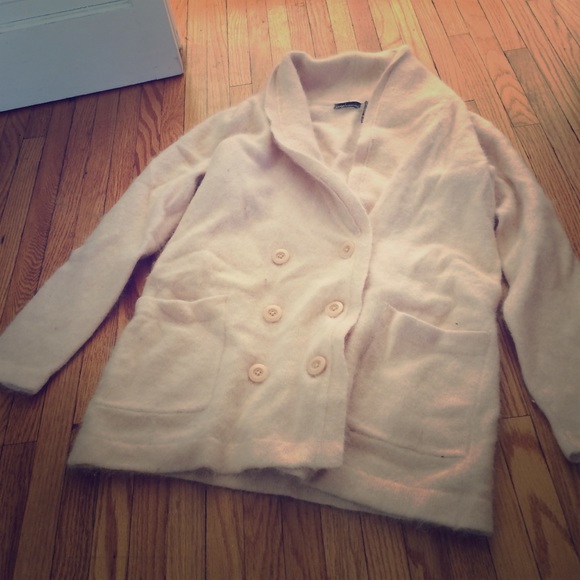 Fuzzy angora pink sweater large EUC