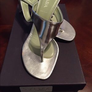 Silver Prada  thong sandal- summer cutie pies.
