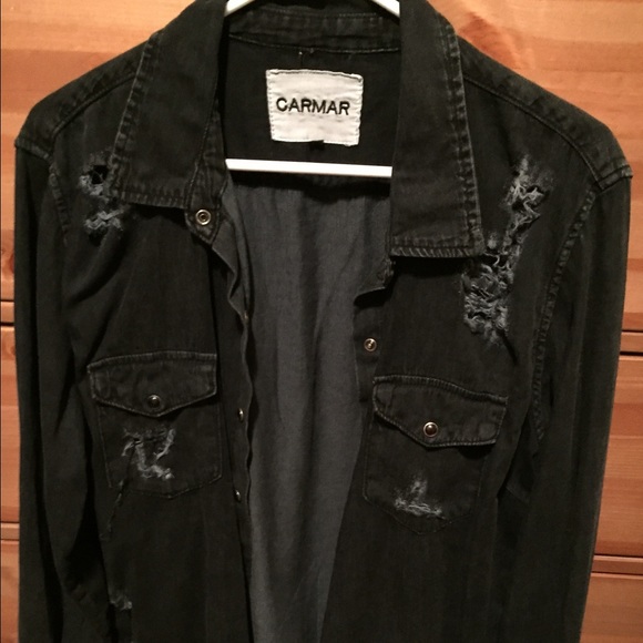 Carmar distressed button down shirt