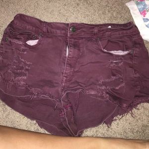 Maroon high top AE shorts