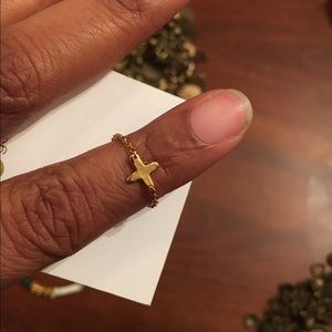 Cross chain ring, gold tone