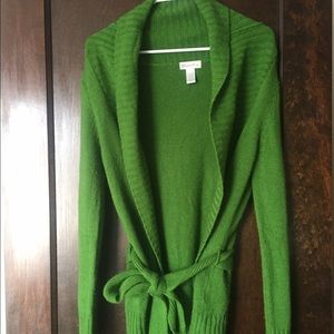 Long Green Belted Open Charlotte Russe Sweater