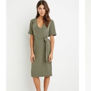 Olive short sleeve dress