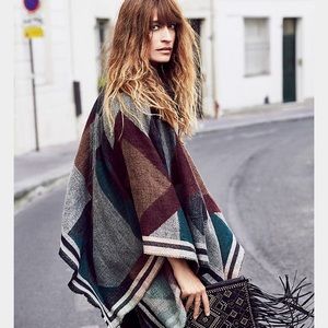 Free People Scotty Border Stripe Poncho