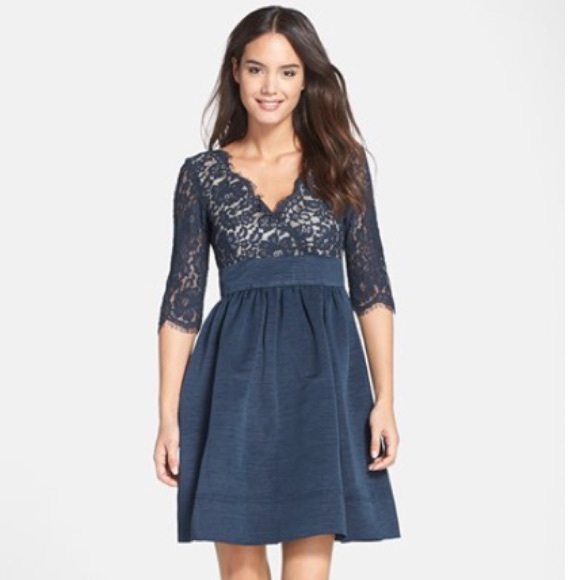 Navy Eliza J Lace Dress