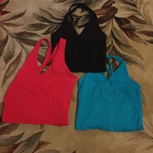 2 halter tops red and black