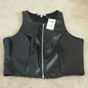 Faux leather crop
