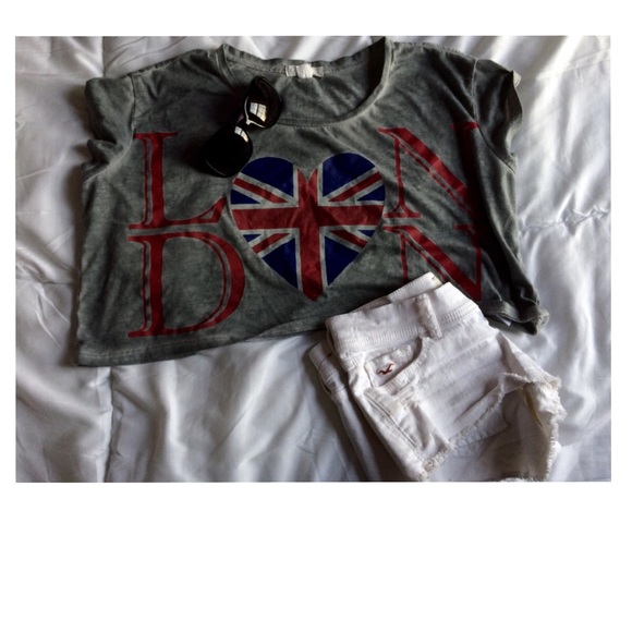 Gray Washed Out London Crop Top