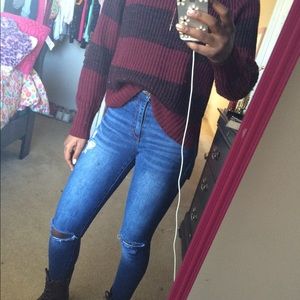 Blue high waisted skinny jeans