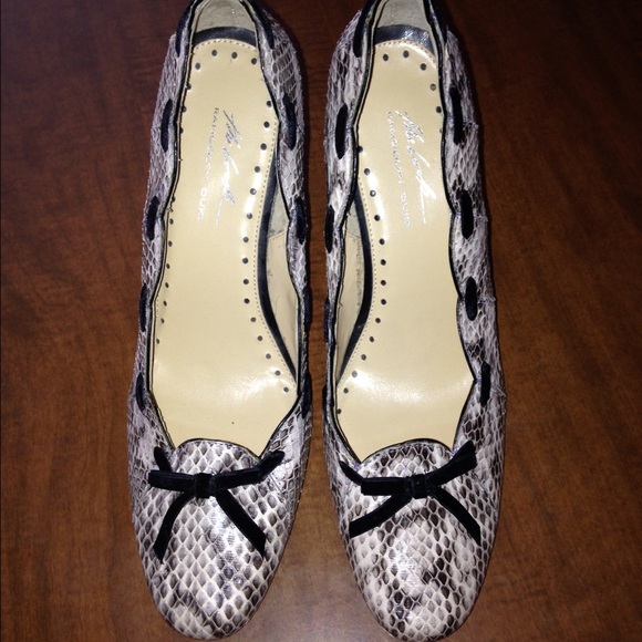 Faux snakeskin natural pumps