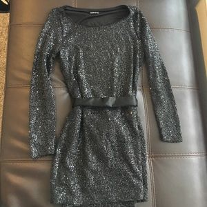 Express sequin black dress