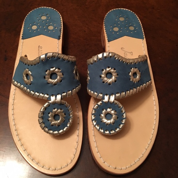 SOLD Jack Rogers Metallic and Turquoise sandals