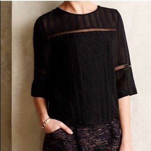 NWT Black Sheer panel Anthro top