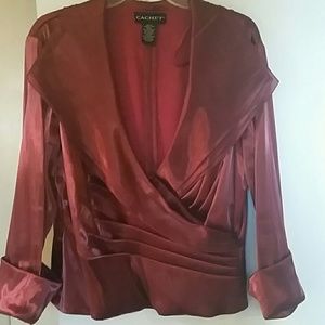 Red silk blouse