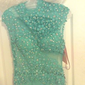 Aquamarine see thru formal dress
