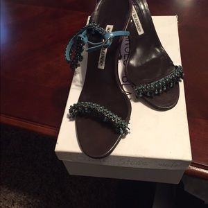 Blue stone shimmy sandal