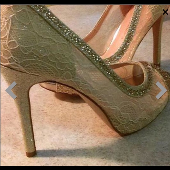 Lace peep toe heels (Nude) - Picture 1 of 3
