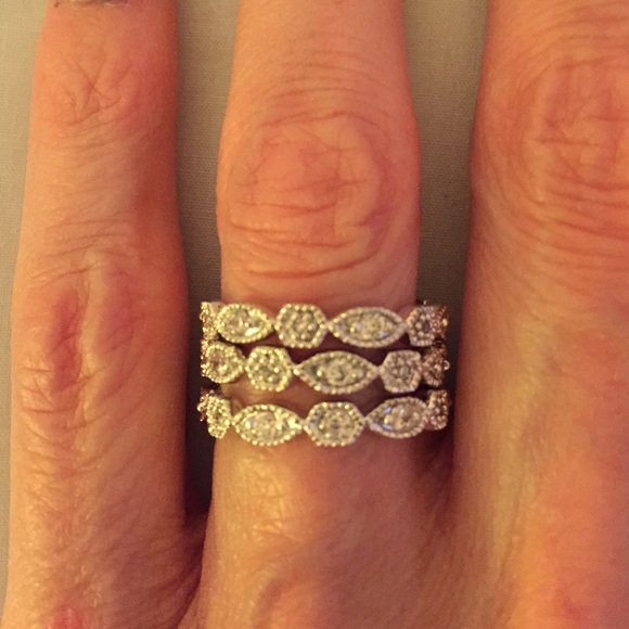 Stella and Dot silver 3 ring set. Never worn. 7.