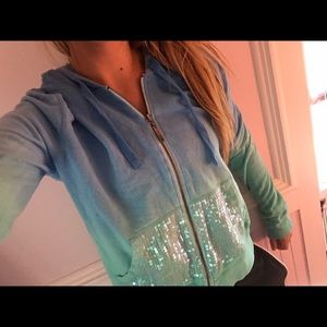 VENUS Ombré aqua zip up hoodie