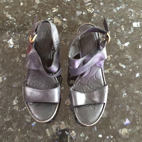 HOLDING Black Distressed Wedge Sandals