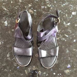 HOLDING Black Distressed Wedge Sandals