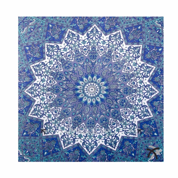 Urban Outfitters Accessories - Blue green white tapestry twin boho elephant NWT🐘