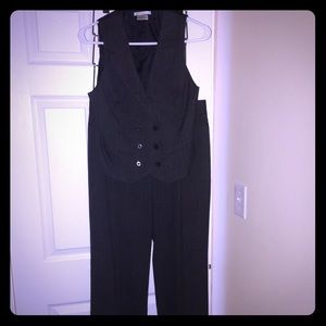 Dark grey vest suit and pant