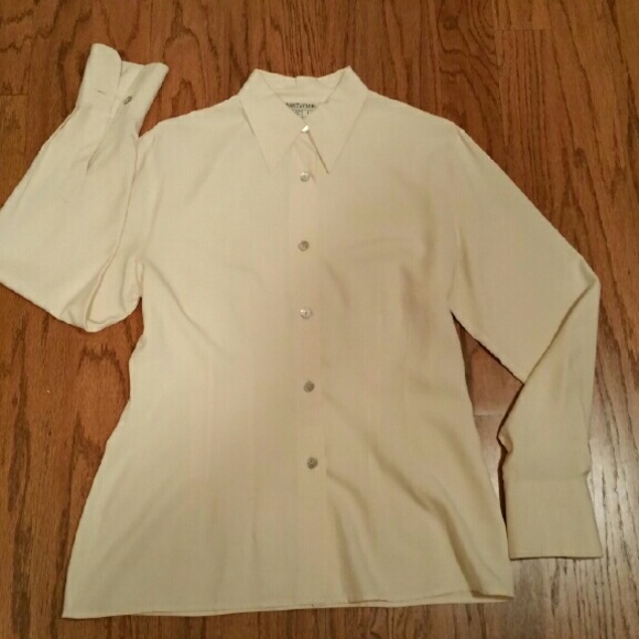 Ann Taylor silk blouse shirt in cream color.