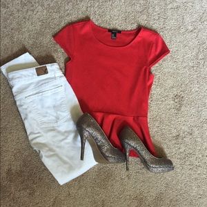 Red Peplum Top
