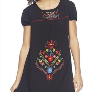 Embroidered Cap Sleeve Shirt Dress