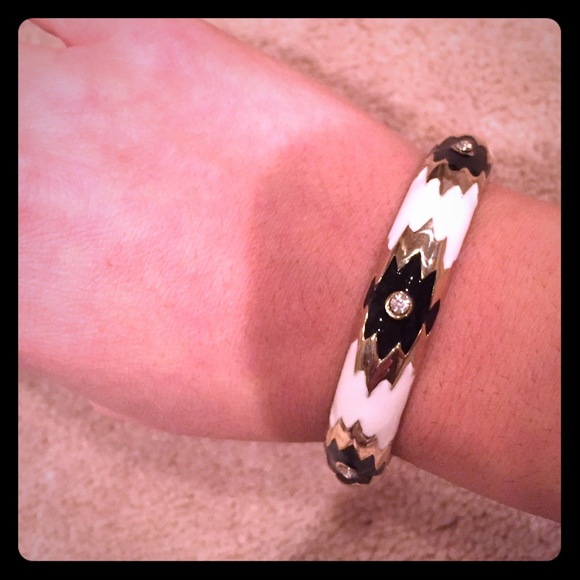 Bloomingdales black white and gold bangle