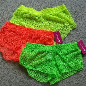 3 pairs bright neon swimsuit cover up shorts