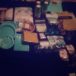 Baby shower items for a boy.