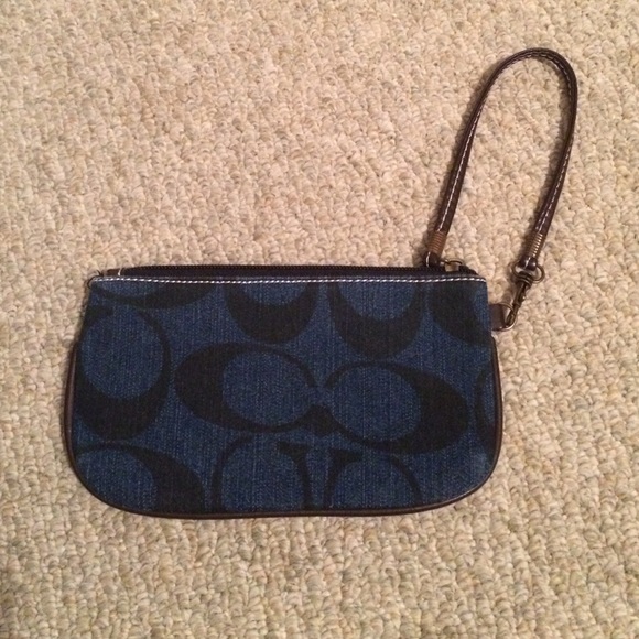 Denim colored coach wristlet 4 1/2" x 7 1/2" - Picture 1 of 2